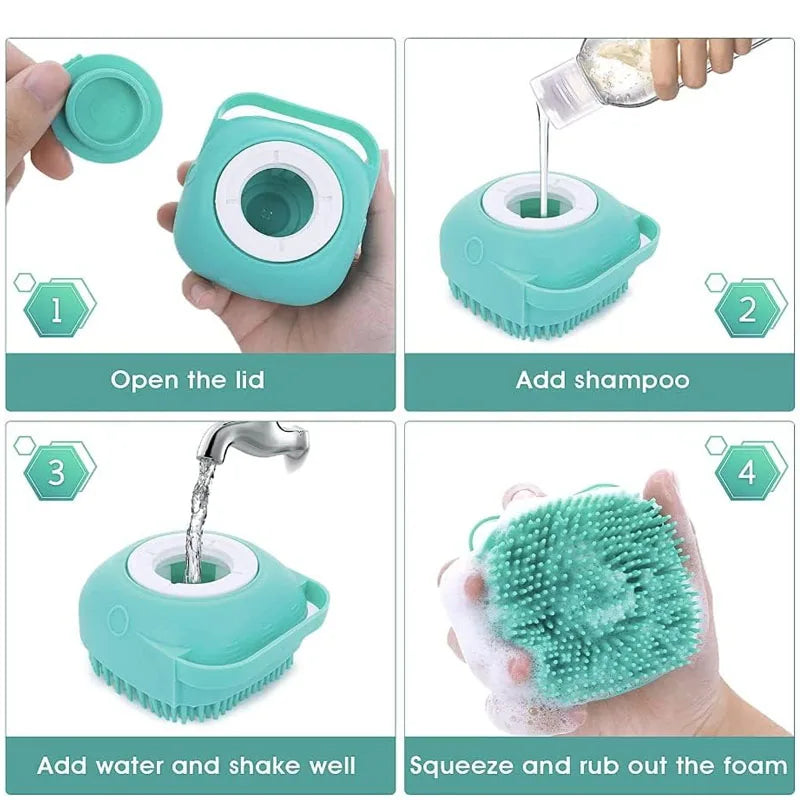 Multifunctional Silicone Bath Massage Brush for Dogs and Cats - Soft and Safe Pet Grooming Tool