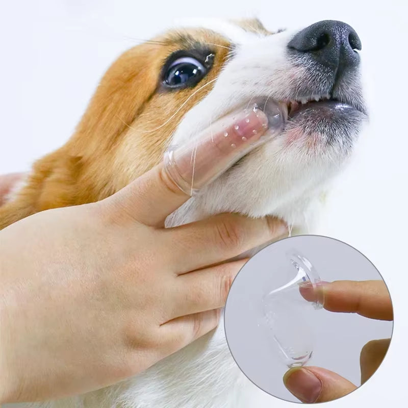 Premium Silicone Finger Toothbrush for Dogs and Cats - Effective Dental Care Tool for Bad Breath and Tartar Removal